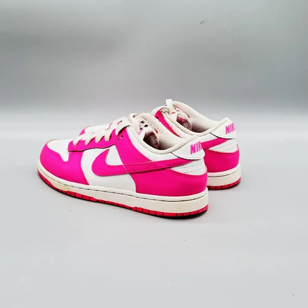 Nike Shoes Youth 3 Pink White Leather Dunk Low GS Retro Athletic Walking Sneaker